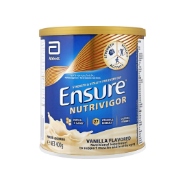 Ensure Nutrivigor 400g canister offering a nutrient-rich drink mix designed to support energy, muscle strength, and overall health with essential vitamins and minerals.