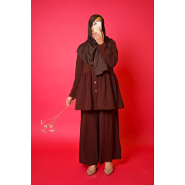 Iris-Frock Style Co Ord Set-Dark Brown