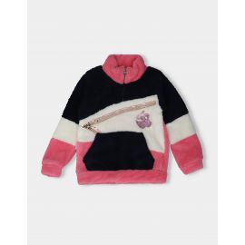 Pink and White Half Zip Pullover for Girls