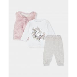 Suit Set Pink and Grey Unicorn Theme for Girls