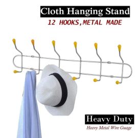 12 Hooks Wall Mounted Cloth Hanging Stand heavy duty thick wires
