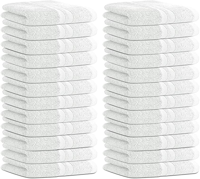 Bath and Home Salon Towels 16x27 Inch Pack of 24 100% Ring Spun Cotton Terry Towel for Gym, Hair, Beauty, Spa, Face, Hand Towels Soft & Absorbent Fingertip