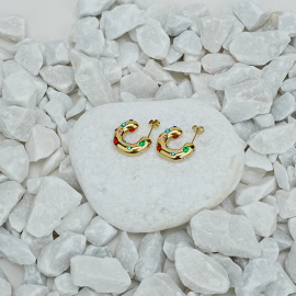 Half Hoop Coloured Stone Ear Rings