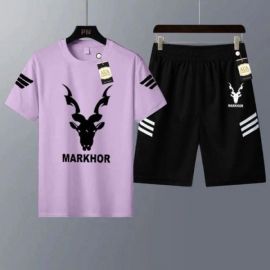 MEN TRACK SUIT Printed Pink Markhor T SHIRT + SHORTS