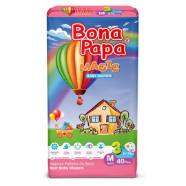 BONA PAPA MAGIC BABY DIAPER MEDIUM 40PCS NO.3