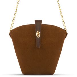 BUCKET SUEDE CHAIN BAG BROWN