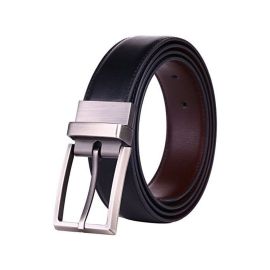 Men leather belt 2 in 1 Double Sided Black and Brown Leather Belt for Men