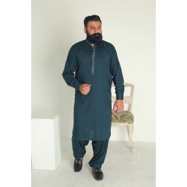 Men’s Kameez Shalwar Suit Deep Green | Kurtaas Men | Men Green Kameez Shalwar