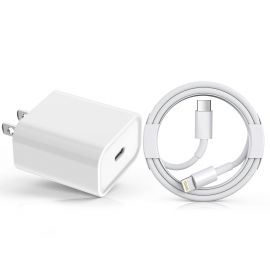 FAST PD CHARGER FOR IPHONE WITH TYPE - C TO LIGHTNING CABLE | ADAPTER + CABLE