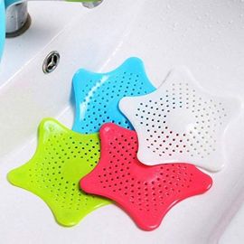 Pack of 5- Silicone Rubber Star Fish Five-pointed Creative Star Sink Water Stopper Filter Sea Star Drain Hair Catcher & Stopper Cover Sink Strainer Leakage Filter for Kitchen and Bathroom