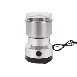 Multi-Purpose RAF Electric Grinder with 4 stainless steel blades for grinding spices, masalas, and coffee beans. Compact and durable design.