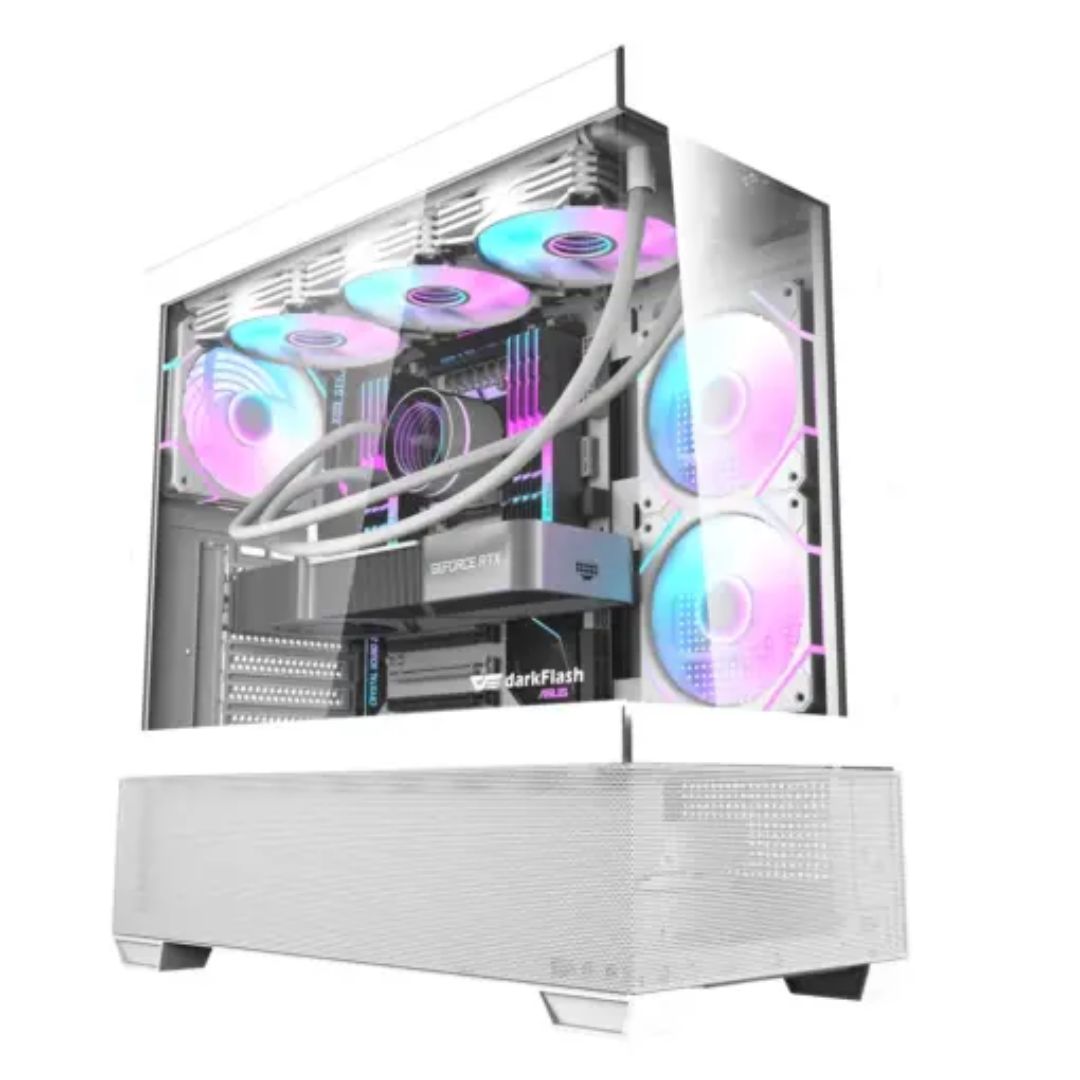 Darkflash Air ATX Panoramic Glass Slide Panel PC Gaming Case – White