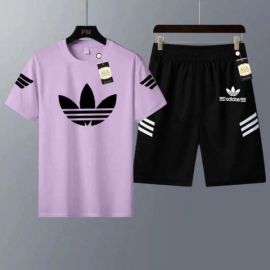 MEN TRACK SUIT Printed Pink adidas T SHIRT + SHORTS