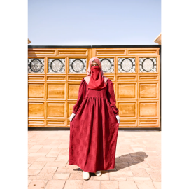 Lily Textured Maxi Dress - Maroon Red