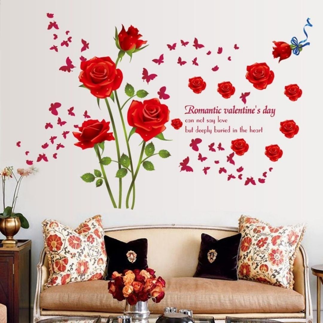 Romantic Rose Flower Wall Decals sk9195a Living Room bedroom kids room wall decoration