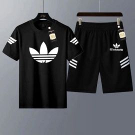 MEN TRACK SUIT Printed Black adidas T SHIRT + SHORTS