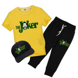 JBi Kid Collection Printed Yellow joker 3 in 1 Tracksuite Shirt Trouser Cap