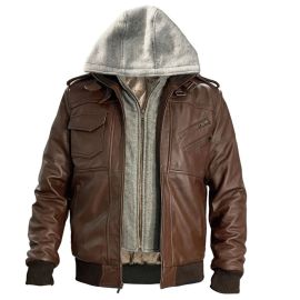 BROWN BOMBER LEATHER JACKET