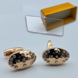 2021 Men's Cufflink R.Gold With Stones Oval