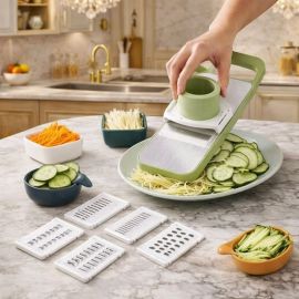 5-in-1 Multifunctional Vegetable & Fruit Slicer with 5 Blades and Hand Protector