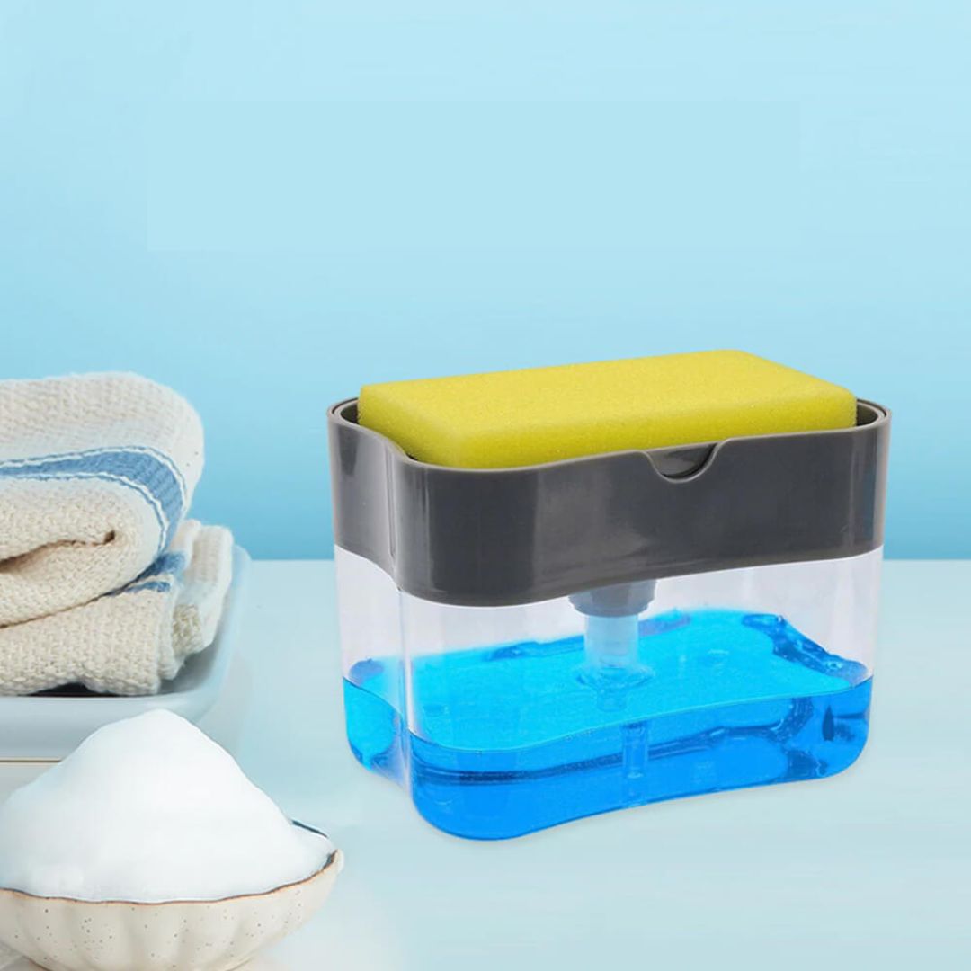 2 in 1 Dishwasher Liquid Dispenser & Sponge Holder *Free Sponge Inside*