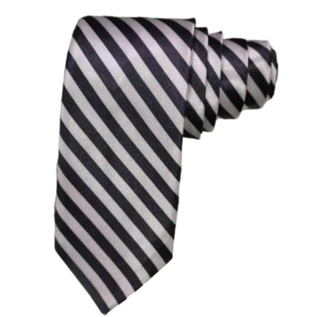 WHITE SILK TIE WITH BLACK LINING