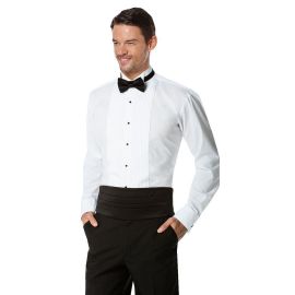White Pleated Tuxedo Shirt with BELT and BOW