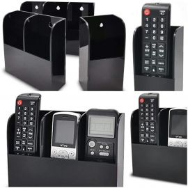 Black Acrylic Media Organizer Storage Box Wall Mount Remote Control Holder 1/2/3 Slot 