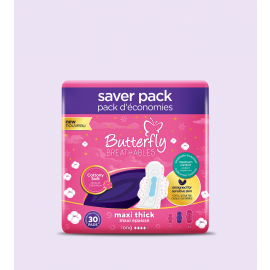 BUTTERFLY BREATHABLES MAXI THICK 30+2 PAD