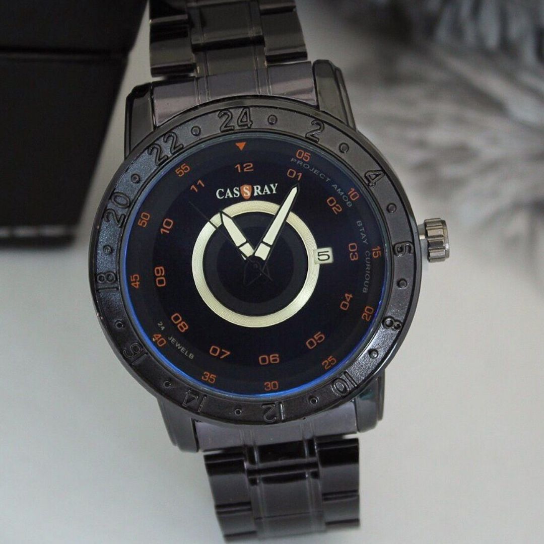 Cassray Black Metal Watch For Men