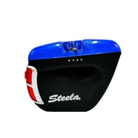 Motorcycle Side Boxes Blue Cap Tourist Box With LED Back Light STEELA