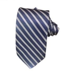 NAVY BLUE SILK TIE WITH WHITE LINING