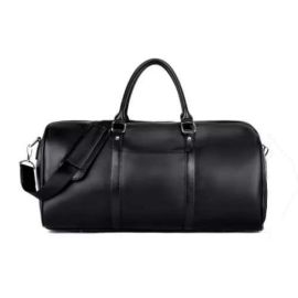 Leather duffle bag genuine men shoulder bag for travel weekender bag
