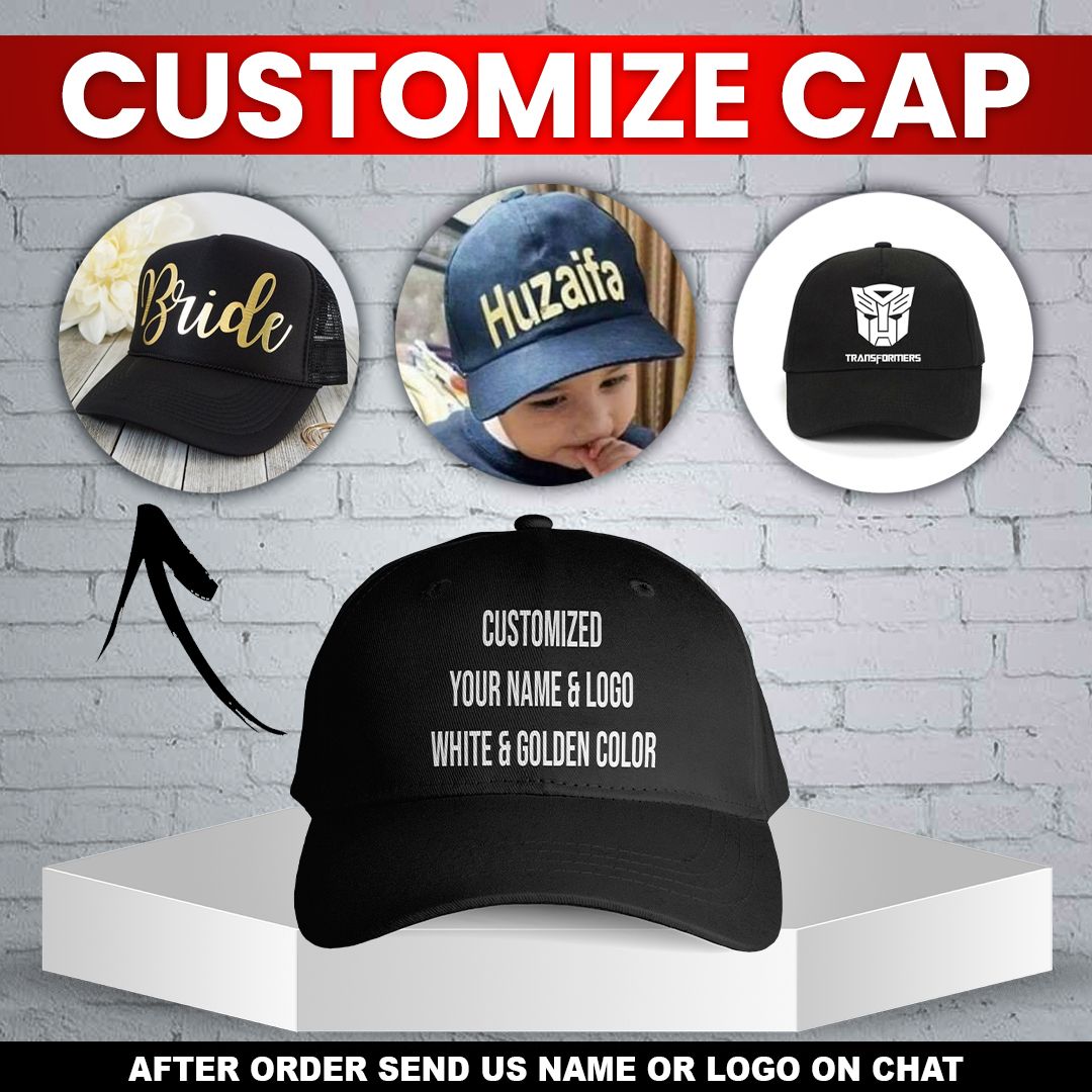 Customized Cap with White & Golden foil Printing For Boys And Girls