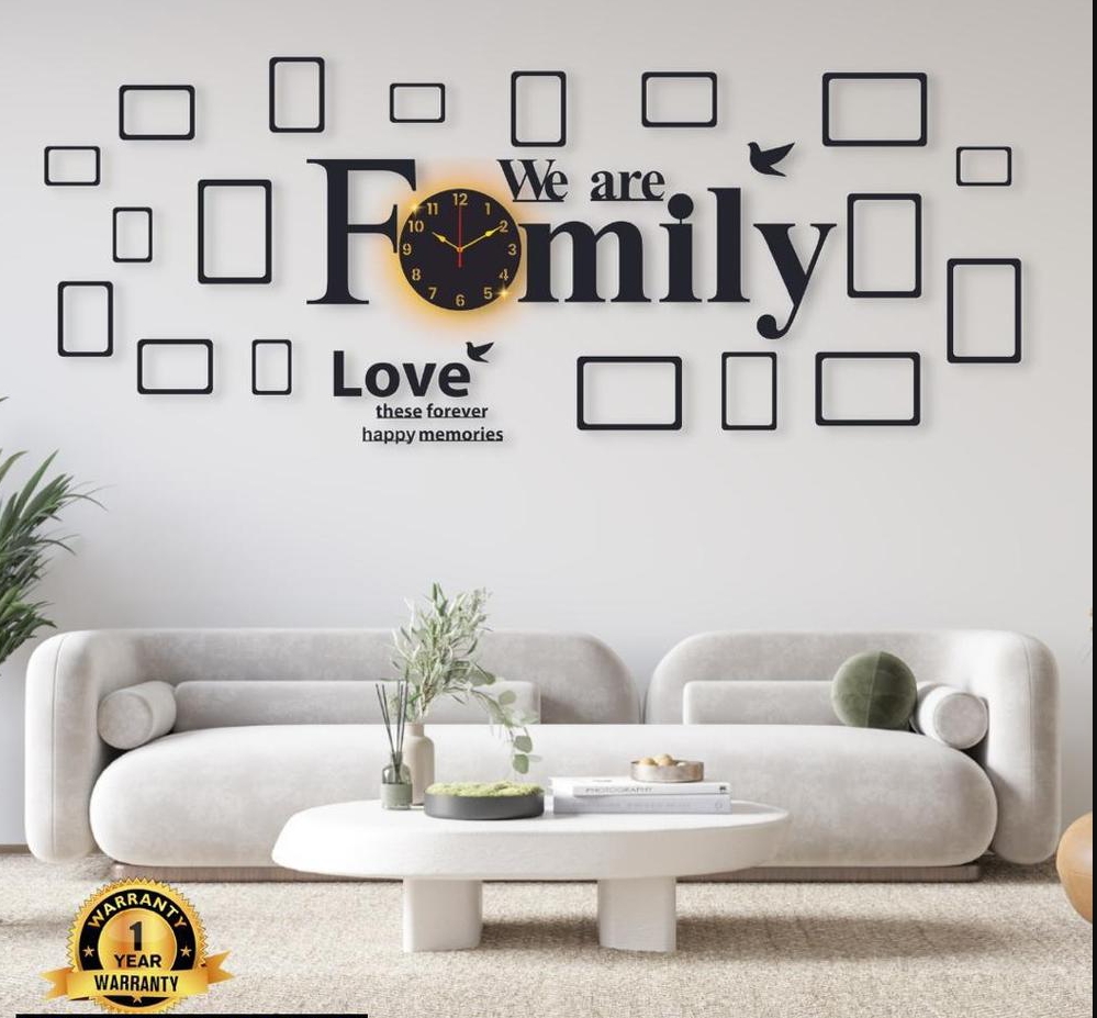 Family alphabet design laminated Wall clock with backlight 