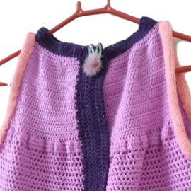 Sleeveless Double Stitch Crochet Girls Sweater
