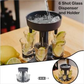 6 Shot Glass Dispenser & Holder -Dispenser For Filling Liquids in One Shot