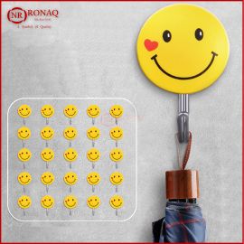 wall hanging Hook Smile Face Strong Sticker Wall Hook pack of 5pcs RONAQ