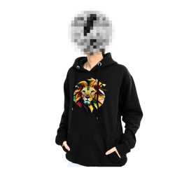 Lion Cozy Long Sleeve Hoodie featuring a bold lion design, long sleeves, and warm, soft fabric.