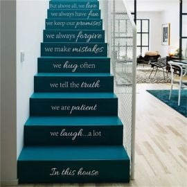 Stairs Stickers Staircase Riser Decor Decal Inspired Staircase Sticker Family Quote Motivational Decal (white)