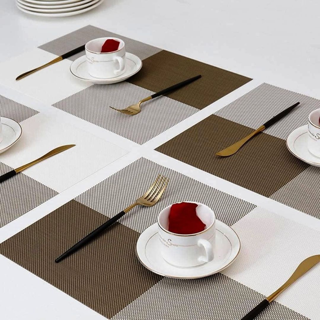 PVC Table Place Mats-Golden Check