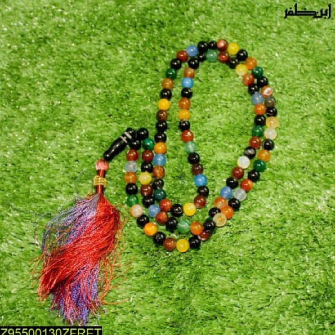 Ibn-E-Zafar Multi Adeeq/Agate 100 Beads 8mm Tasbeeh/Zikr Tasbih