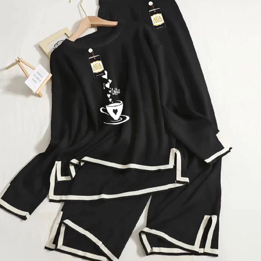 NEW ARTICLE WINTER COLLECTION TURKISH WINTER COORD SET (Black)