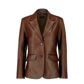 TRENCH COAT-STYLE BROWN LEATHER JACKET