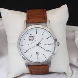 TrueWorth Brown Leather Strap Watch For Men