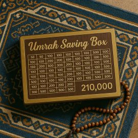  Umrah Saving Box - Wooden Islamic Money Saving Box - 280 Days