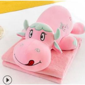 Baby Pink Cow Plush Toy with blanket