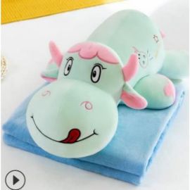 Baby Green Cow Plush Toy with blanket