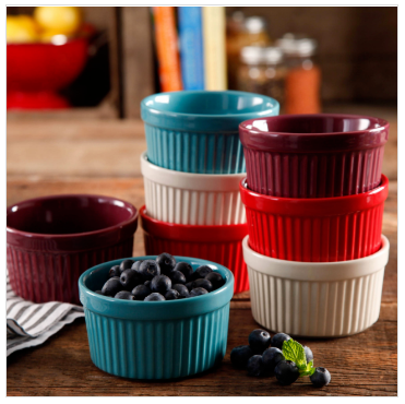 6 Pack Ceramic Ramekin Bowls