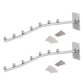 Wall mounted Pack of 2 Cloth hanging stand with screws 2.25 cm wire thickness
